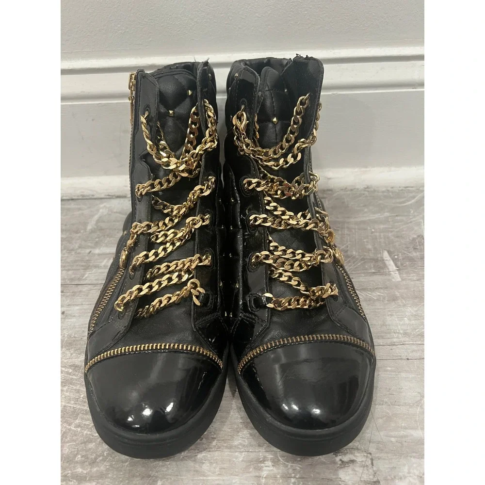 Michael Kors Urban Chain Sport Luxe High-Top Sneaker Women SZ 10M Black Quilted